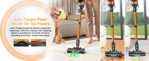 Cordless Vacuum Cleaner 8 in 1 Powerful Suction Lightweight,LED Display,45Mins Detachable Battery Vacuum for Floor/Carpet/Pet