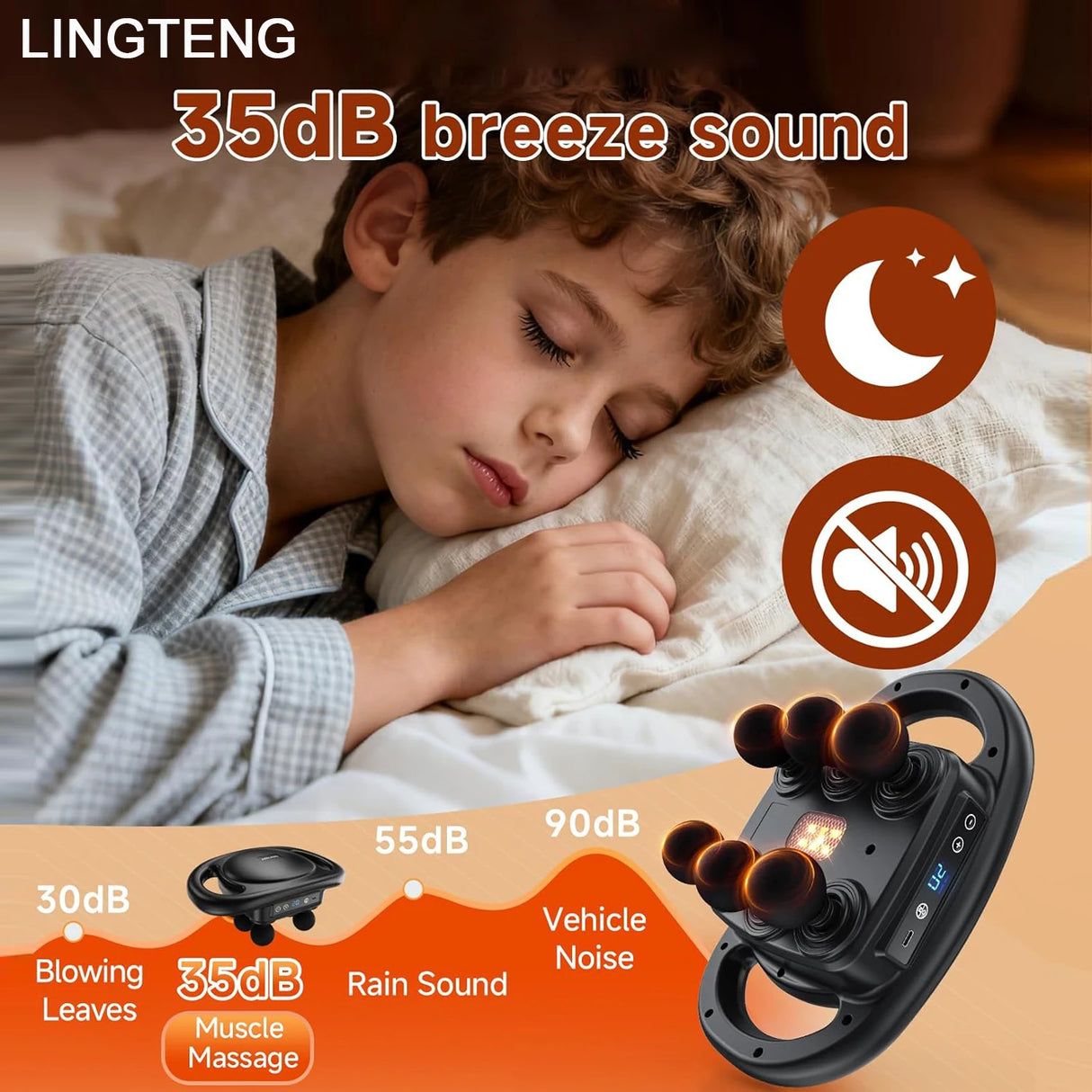 LINGTENG Deep Tissue Massage Gun, equipped with 6 head muscle massagers, a back massager, a percussive massage tool, and a handheld massager, featuring 9 intensity levels and 4 modes, suitable as a Christmas gift, adult birth
