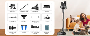 Cordless Vacuum Cleaner, 55Kpa/55Mins Vacuum Cleaners for Home, Anti-tangle Stick Vacuum with Self-Standing, Wall Mount Charging
