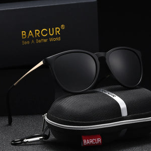 BARCUR Retro Circular Polarized Sunglasses for Women – Fashion Travel UV400 Protection TAC Lens – Durable Comfortable Plastic Titanium Frame Stylish Summer Eyewear – Trendy Mirror Lens Gift Box Included