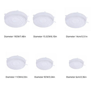 6Pcs Silicone Stretch Lids for Bowls, Microwave & Fridge Safe