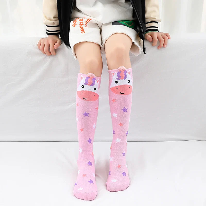 Colorful Embroidered Knee High Socks for Girls
