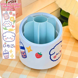 Desktop Makeup Brush Storage Bucket Cup Holder with Lid