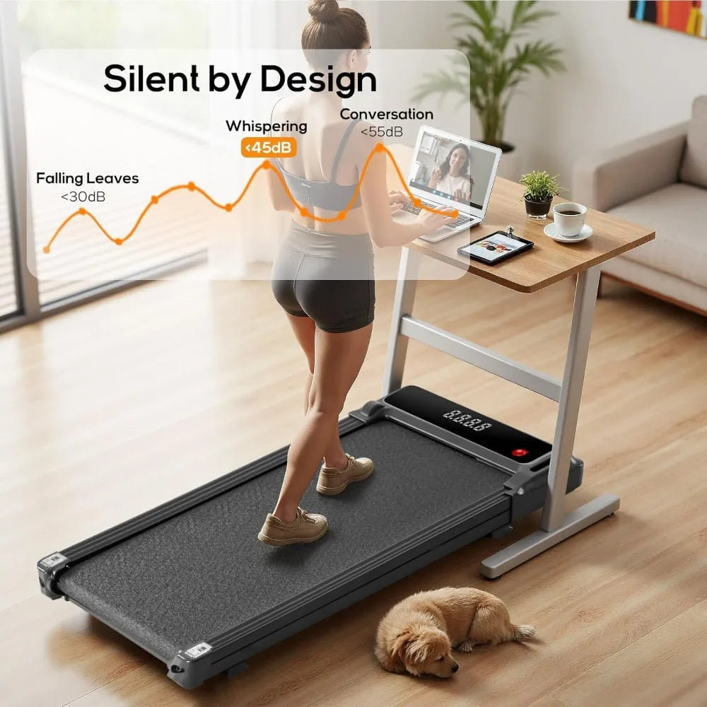 Under Desk Walking Pad, Portable Compact Electric Treadmill, Quiet Fitness Machine with Remote & LED Display for Home Office