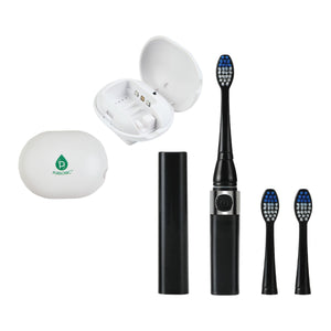 Pursonic Portable Oral Care Bundle – Black Sonic Toothbrush with Bonus Heads + Toothbrush UV Sterilizer by Pursonic