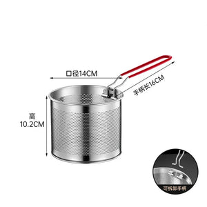 304 Stainless Steel Frying Basket Skimmer Colander for Oil, Pasta, and Fried Foods