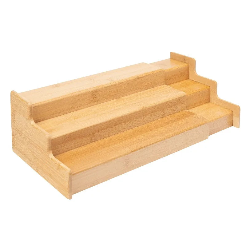 Bamboo Organizers Expandable Spice Rack, 3-Tier, 12.91-22.4x7.67x4.4 in