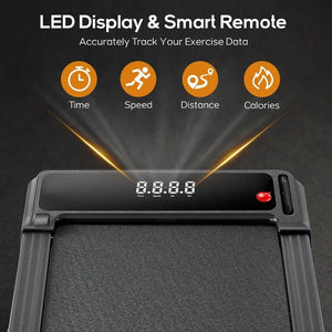 Under Desk Walking Pad, Portable Compact Electric Treadmill, Quiet Fitness Machine with Remote & LED Display for Home Office
