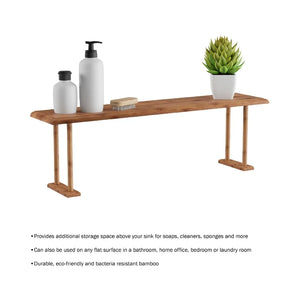 Bamboo Sink Shelf Countertop - Non-Slip Counter Organizer and Space-Saving Storage