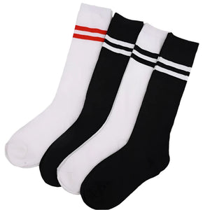Striped Cotton Knee High Socks