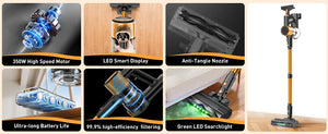 Cordless Vacuum Cleaner 8 in 1 Powerful Suction Lightweight,LED Display,45Mins Detachable Battery Vacuum for Floor/Carpet/Pet