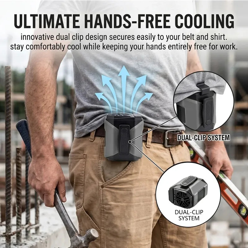 Portable Waist Fan Rechargeable Cooling Fan with Flashlight Neck Hands-Free for Outdoor Indoor Camping Travel As Power Bank