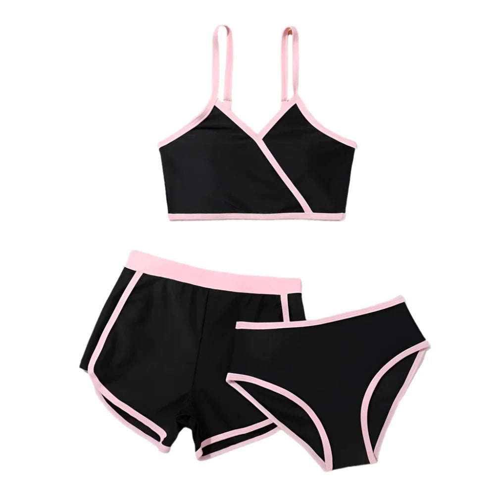Waisted Bikini Sets with Shorts for Girls