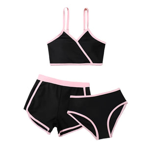 Waisted Bikini Sets with Shorts for Girls
