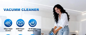 Cordless Vacuum Cleaner，55Kpa/45Mins/8 in 1 Powerful Suction,Self-Standing, 3 Suction Modes, Vacuum for Floor Carpet Pet Hair