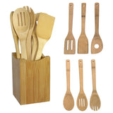 Bamboo Spoon Spatula Kitchen Utensil Set - 6 Piece Wooden Cooking Tools