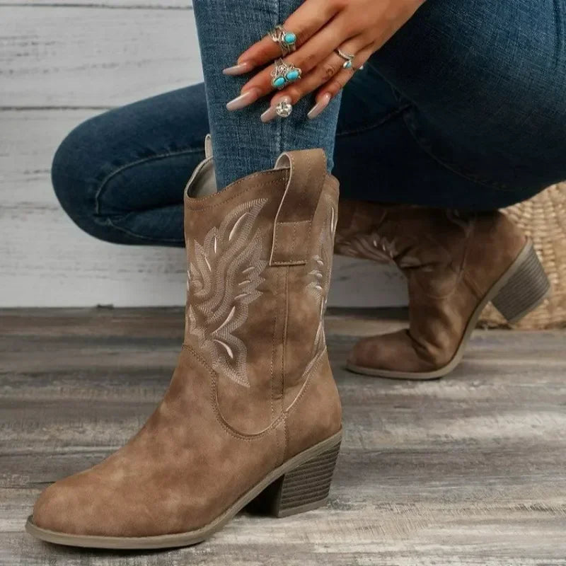 Elevated Comfort: Suede Western Ankle Boots