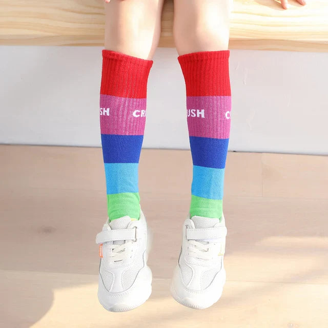 Colorful Embroidered Knee High Socks for Girls