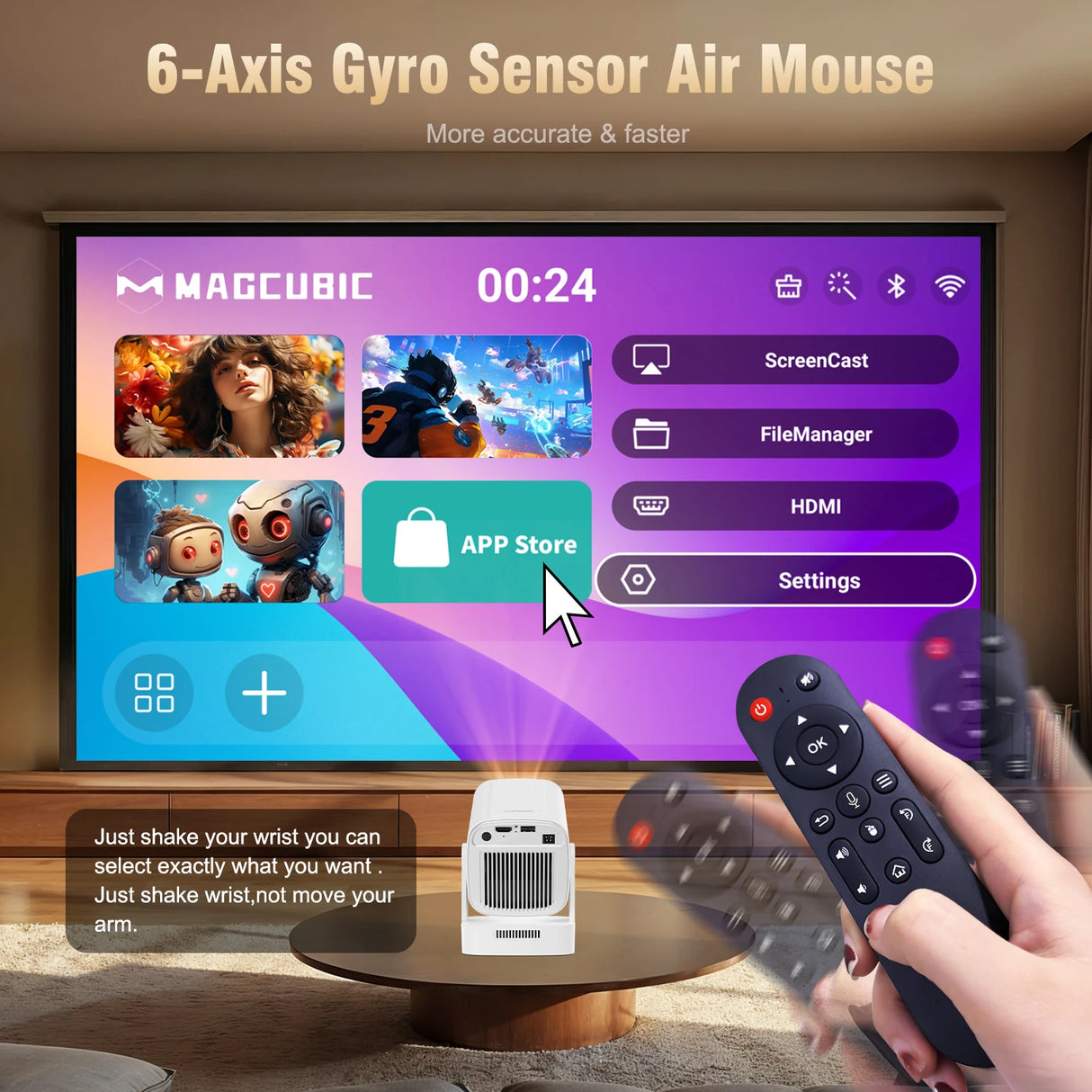 Magcubic HY310 Home Projector 1080P Mini Projector 4K AF Native 5W Speaker Air Mouse Voice Assistant Upgrated 330ANSI Android11