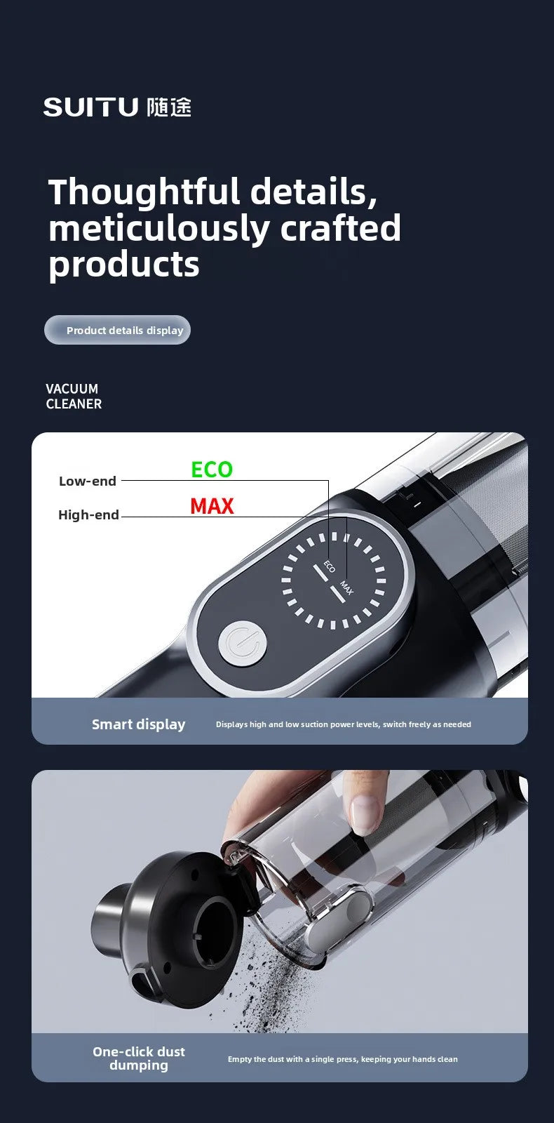 65000RPM Portable Car Vacuum Cleaner Wireless Handheld Mini Wet Dry Silent Powerful for Auto Cleaning