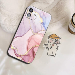 Luxury Marble Texture Phone Case For iPhone X XR XS 7 8 6S 6 5 Plus Silicone Anti Fall Back Cover Ultra Thin Soft Silicone Protective Shockproof and Scratch Resistant with Cute Design Pattern Case