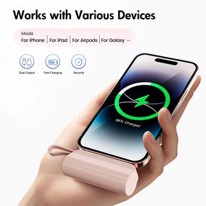 Mini Power Bank Portable 4500mAh Power Phone Charger Capsule Dual USB-C Ports For IPhone16/ 15/15 plus/15 pro/15 pro Max/Android