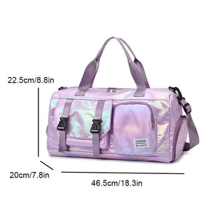 Effortless Weekends Holographic Glamour Duffel with Shoe Compartment