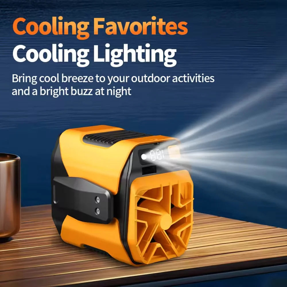 Portable Waist Fan 10000mAh with Power Bank LED Lighting Hanging Neck Fan 5 Speed Strong Airflow Cooling Fan for Outdoor Working