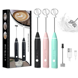 USB Rechargeable Milk Frother Handheld Coffee Mixer Egg Beater