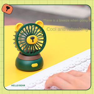 Creative Cartoon Bear Desktop Mini Fans Big Wind Desktop Portable USB Charging Handheld Fan Portable Air Conditioning Handheld Cooling Fan Charging Usb Fan Portable Handheld Fan