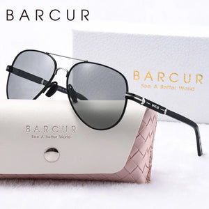 BARCUR Oversize Polarized Sunglasses for Women Trendy Double Beam Design Metal Elliptical Frame with UV400 Protection Fashionable Sun Glasses for Summer Outdoor & Daily Wear