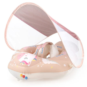 Sun Protection and Fun Inflatable Baby Swim Ring with Canopy