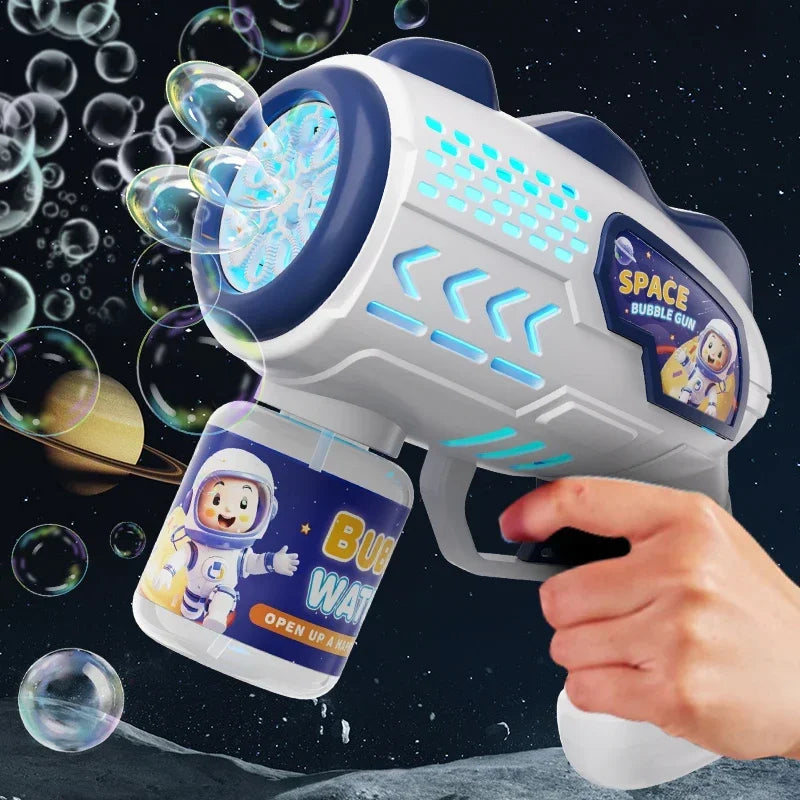 Bubble Blast Extravaganza  Kids' Electric Bubble Gun with LED Lights