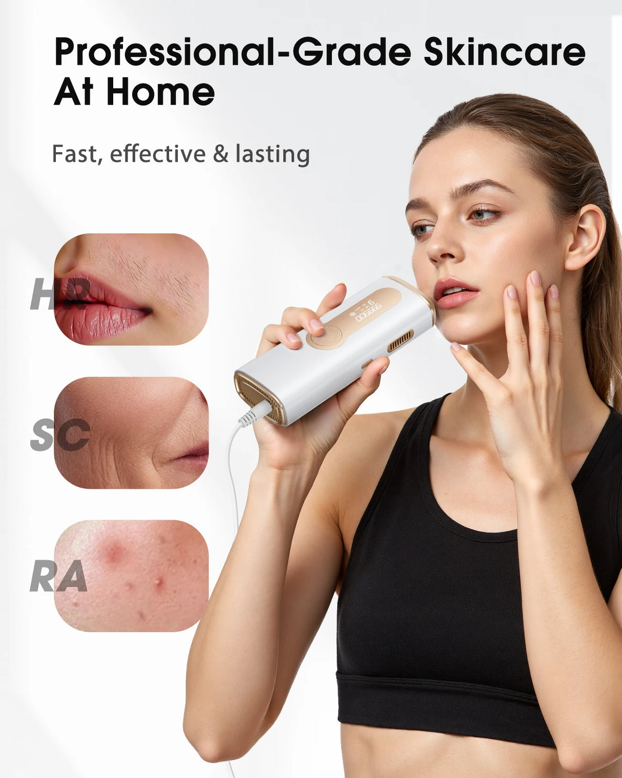 2026 IPL Pulsed Light Hair Removal Device with Cooling Function, 999,900 Flashes, 3-in-1 Laser Hair Removal Device [HR/SC/RA] for Women & Men, 9 Energy Levels for Underarms/Bikini Line/Body