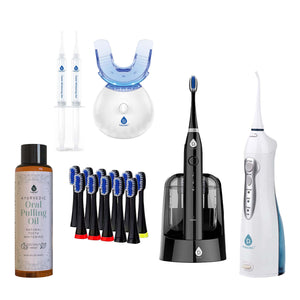 Pursonic Ultimate Oral Care Bundle – Smart Electric Toothbrush, Oral Irrigator, LED Whitening, and Ayurvedic Oil by Pursonic