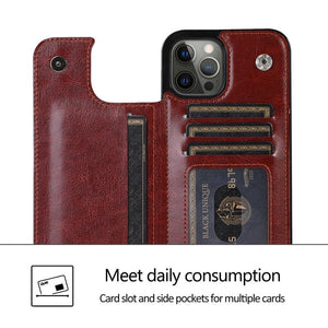 Luxury Leather Cover For iPhone 14 12 13 Mini 11 Pro XR XS Max 6 6s 7 8 Plus 5 5s Wallet Phone Card Slot Flip PU Leather Kickstand Card Slots Case Double Magnetic Clasp Durable Shockproof Cover For iPhone