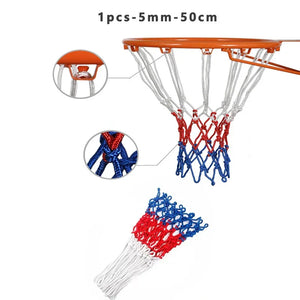 Durable Tri-Color Basketball Net for Powerful Dunks