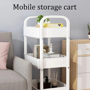 3/4 Layer Rolling Cart Storage Rack Movable Gap Kitchen Bathroom White Portable Mobile Display