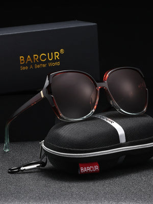 BARCUR Oversized Square Polarized Sunglasses for Women – Fashion Gradient Lens Summer Eyewear with UV400 Protection – Lightweight PC Comfortable Frame Trendy Street Style Shades for Summer Shopping Beach & Travel