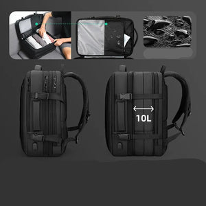 Men's Business Travel Backpack 17" Laptop, 40L Expandable, Carry-on