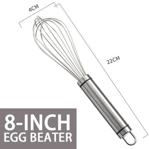 Stainless Steel Balloon Whisks 8/10/12 Inch - Manual Egg Beater & Mixer