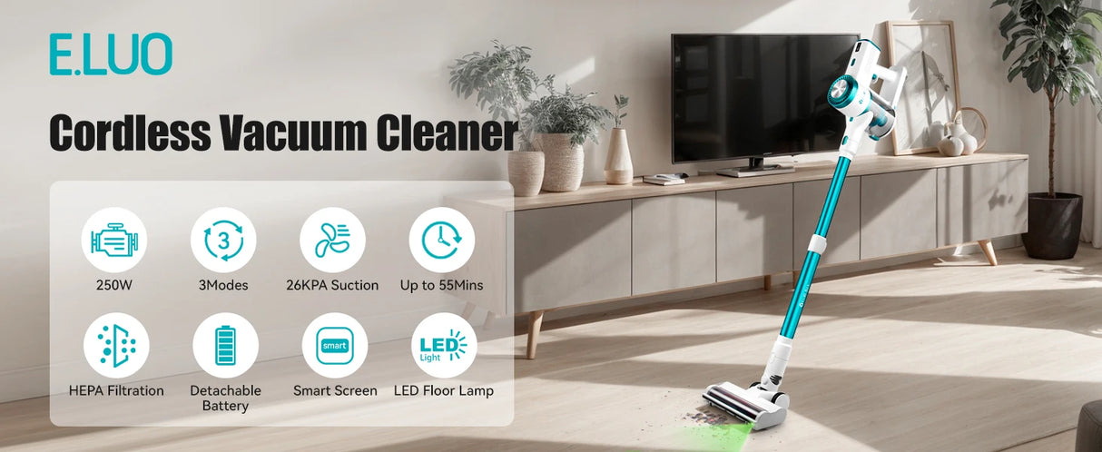 Cordless Handheld Vacuum Cleaner,26000PA,Touch Screen,Smart Dust Sensor,Auto Speed Control for Home Bed Carpet Clean