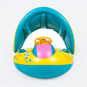 Inflatable Baby Pool Seat with Canopy and Steering Wheel
