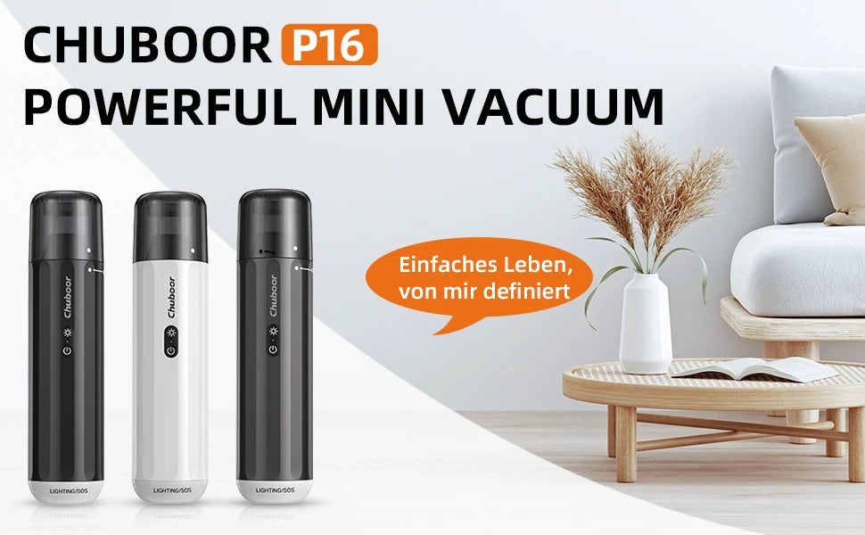 Chuboor Car Vacuum Cleaner 13000Pa Powerful Wireless Cleaner Strong Suction Handheld Car Cleaning Portable Home Appliance