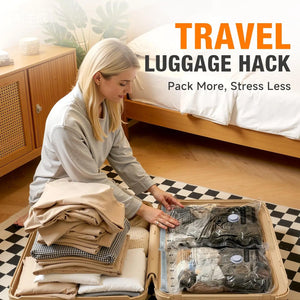 Vacuum Storage Bags with Electric Pump, Space-Saving Compression Pouches, Portable Mini Cordless Vacuum Sealer, Ultra-Compact Lightweight Travel Organizer