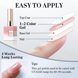 Double Rhythm Translucent Gel Polish Sheer Neutral Natural Light Milky Same Color Same Bottle 15ML Jelly Nail Polish Nail Art DIY at Home (Milky Rose Pink-A1380)