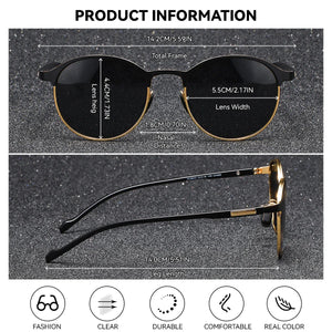 BARCUR Retro Polarized Fashionable Women’s Sunglasses – Elegant Black Circular Metal Frame UV400 Protection Stylish Travel Eyewear with Personalized Gift Packaging for Summer Days Girls and Women