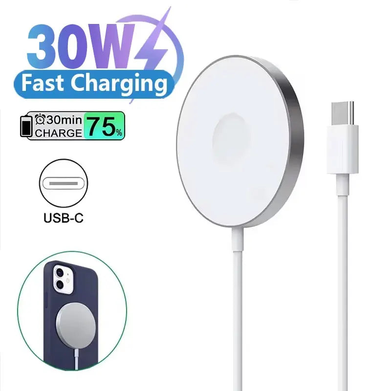 30W Magnetic Chargers Type C Fast Wireless Charger Pad Stand For Magsafe IPhone 17 16 15 14 13 12 Pro Max PD Phone Charging Dock