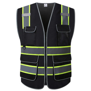 Breathable, Reflective Safety Vest with Zipper & Multiple Pockets
