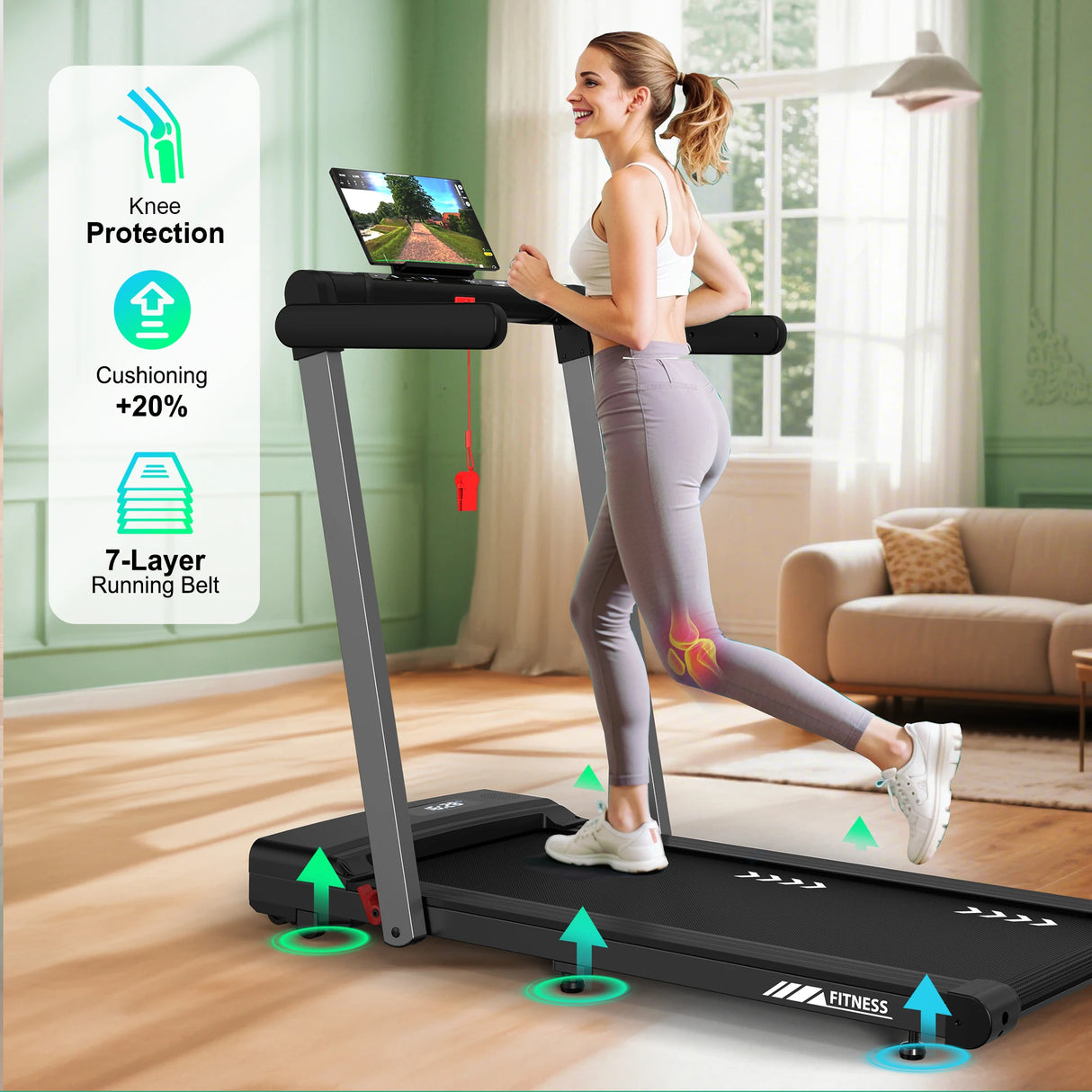 FYSIQ Foldable Treadmill for Home, 1-12 km/h, 3-in-1 Walking Pad with Dual LED Display, 12 Programmes and Remote Control,